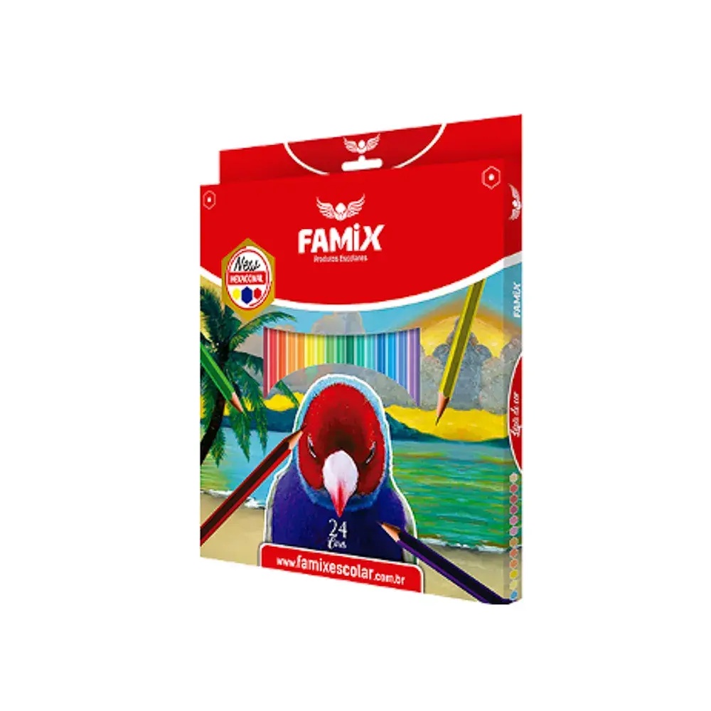 Lapis De Cor 24 Cores - Famix | Shopee Brasil