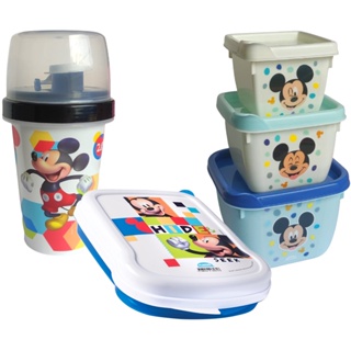 Kit Infantil Porta Lanche Escola Viagem Mickey 5 Itens