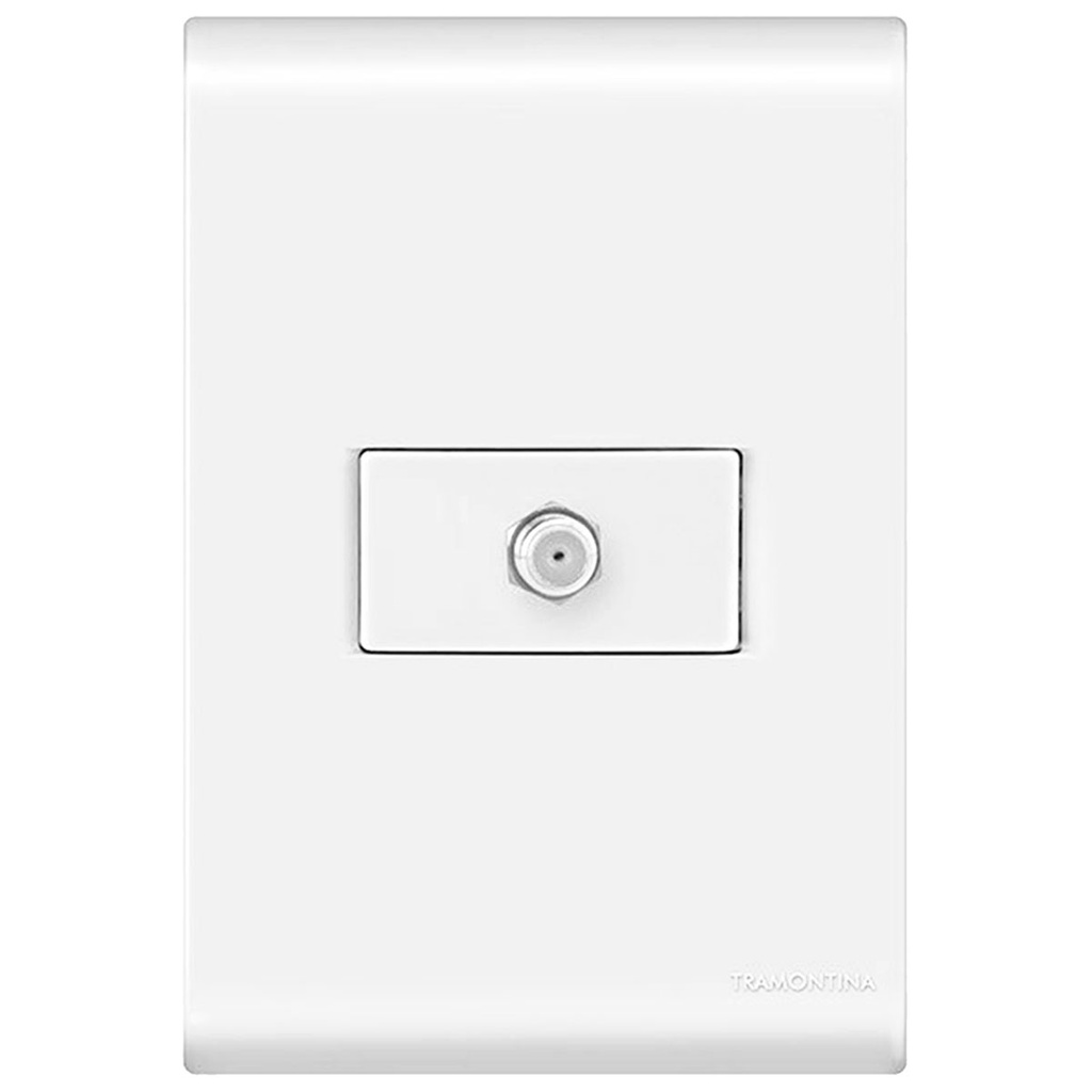 Tomada TV Coaxial Tramontina Linha Liz para Antena de Televisão Sat com Placa 4x2 Simples de Parede Modular