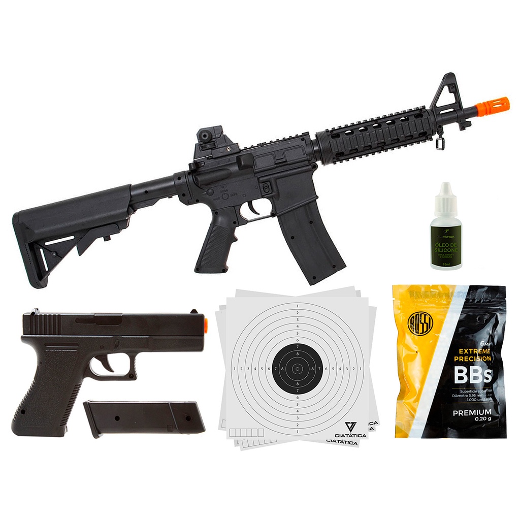 Rifle Fuzil Airsoft M A M Pistola Spring Glock V Saco Bbs Alvos E Leo Shopee Brasil