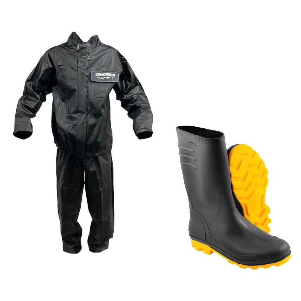 Capa De Chuva California Racing Pvc Motoqueiro + Bota Vonder Solado ...