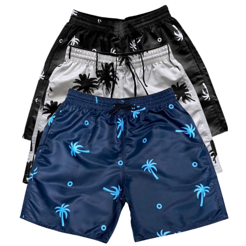 Kit 3 Shorts Moda Praia Plus Size Masculino Tactel G1 G2 G3 Top