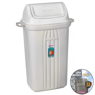 Lixeira 60 Litros Plástico Tampa Basculante Cesto De Lixo Com Alças Áreas Externas Cozinha - 284 Sanremo