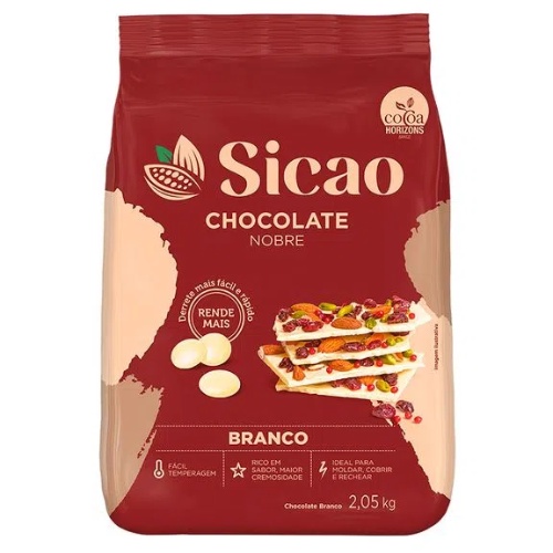 Chocolate branco nobre em gotas 2 05kg sicao shopee brasil