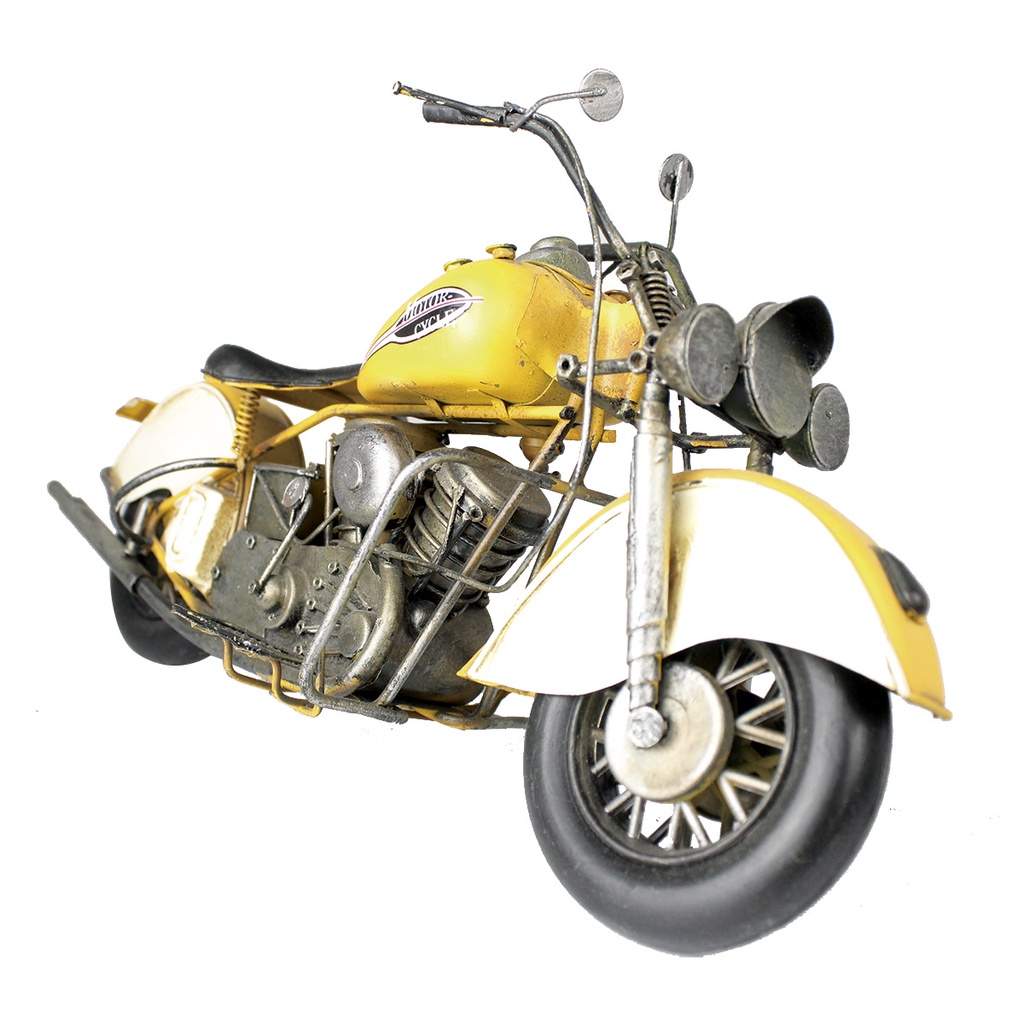 アンティーク調 ミニチュアバイク 黄色 金属製 Moto Vintage Decorativa De Metal Motor Cycle Yellow 1216 | Shopee