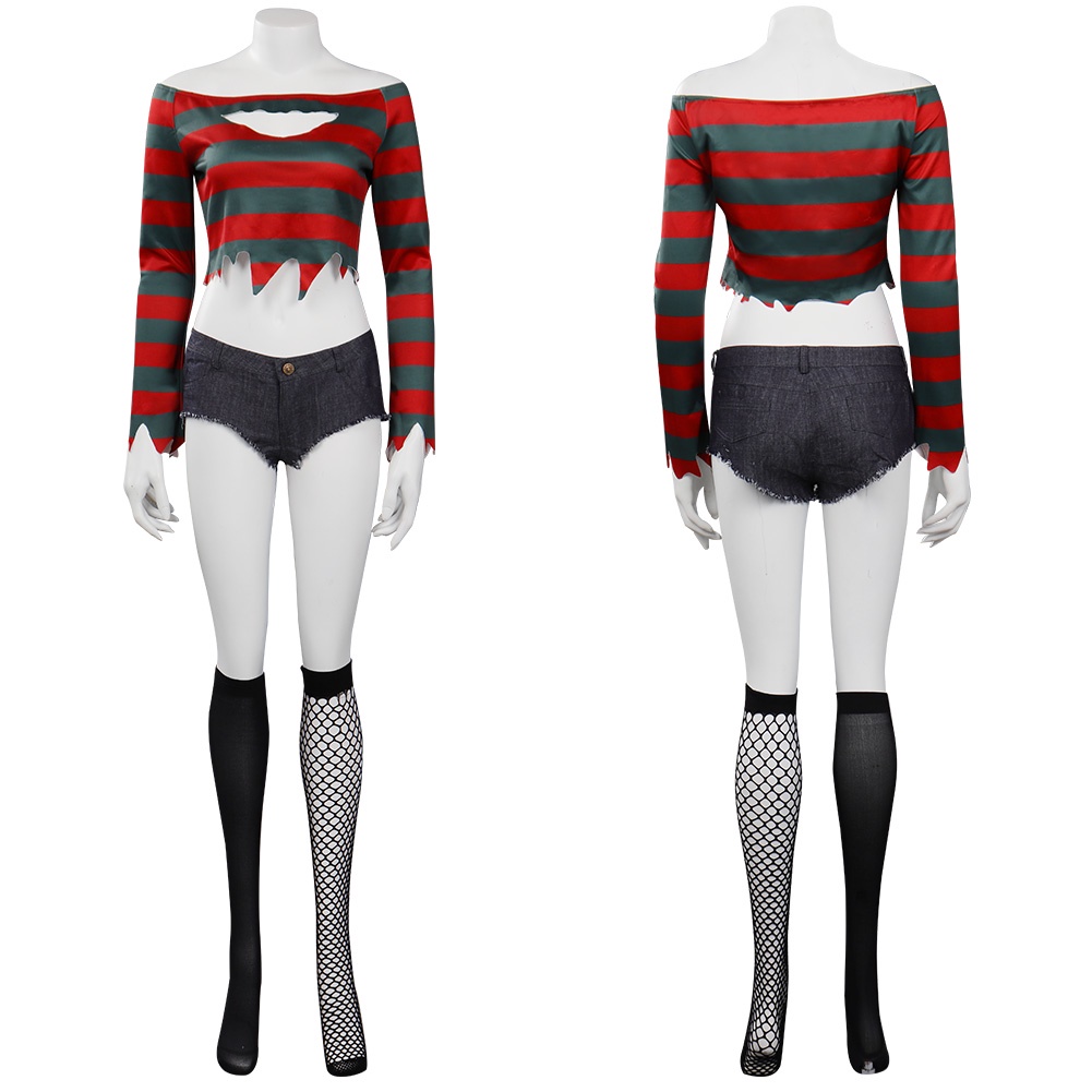 Freddy Krueger Fantasia Camiseta Fatos De Listras Vermelhas Fantasias De Halloween Cosplay Para Adultos (, XXXL)