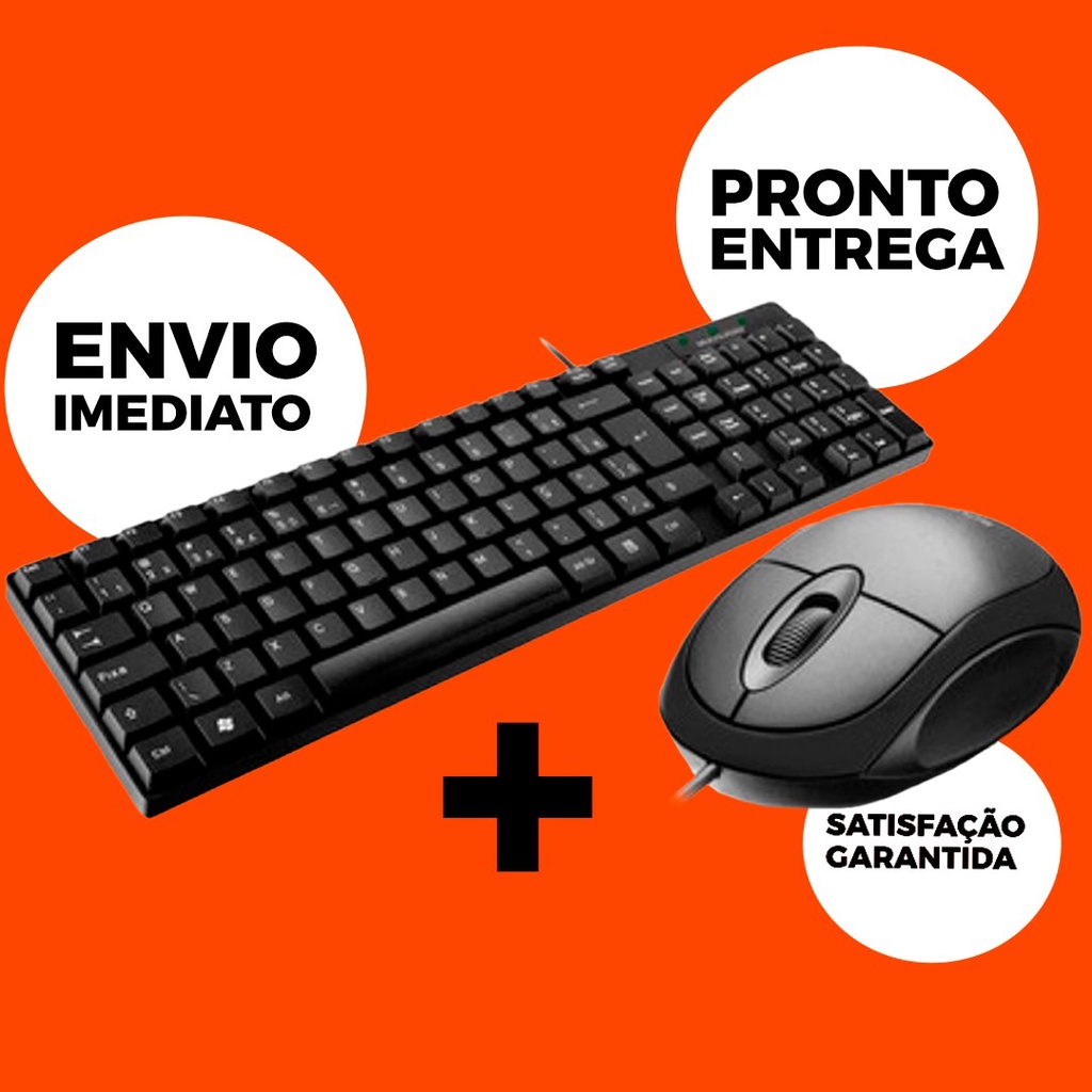 Teclado e Mouse Basico Fio Usb Multimidia Kit Pc Computador Notebook Informática