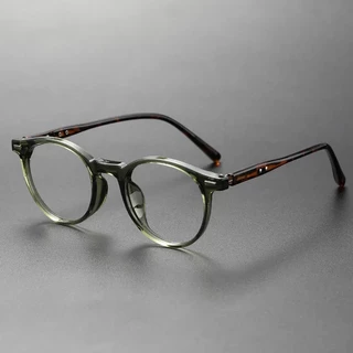 Armação Óptica Vintage Anti-Ray Azul Homens Mulheres Moda Retro De Óculos De Acetato Redondo Para Placa Feminina Masculina