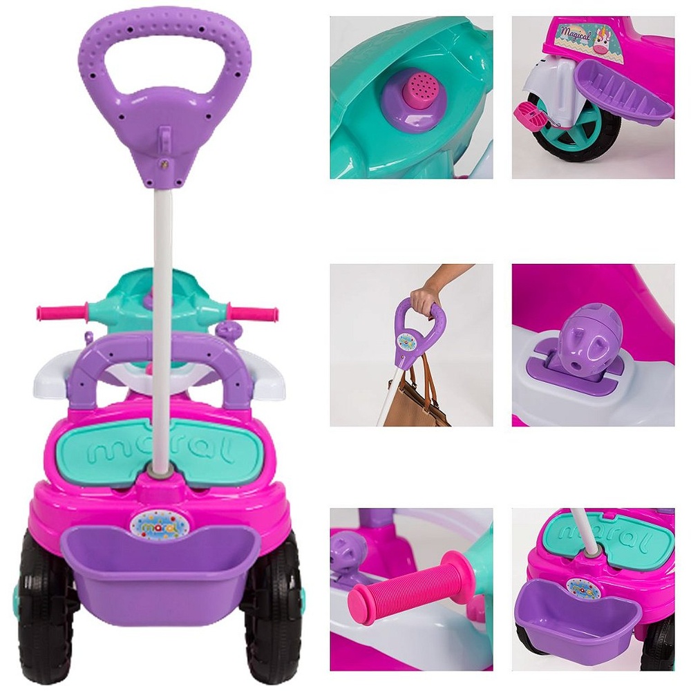 Triciclo Motoca Infantil Menina Play Trike Rosa Maral - Velotrol e