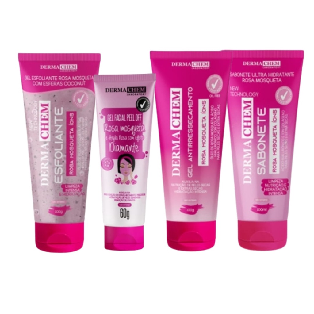 Kit Skin Care Rosa Mosqueta Pele Seca Dermachem | Shopee Brasil