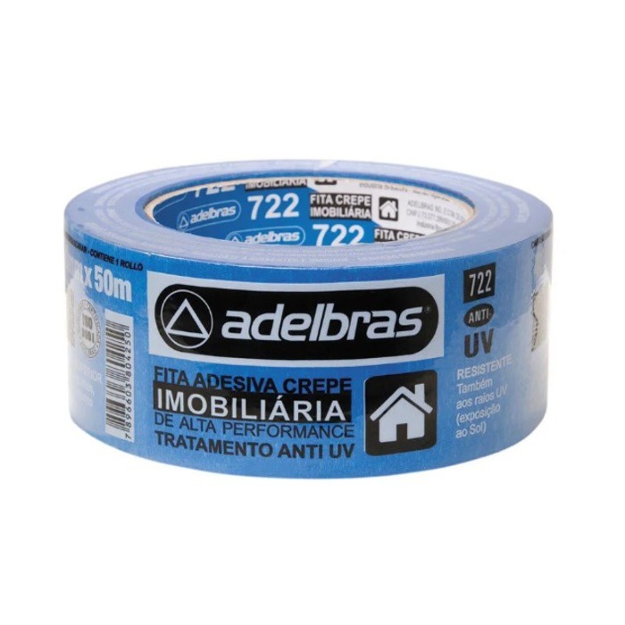 Fita Crepe Imobiliária 48mm x 50mt AZUL - ADELBRAS
