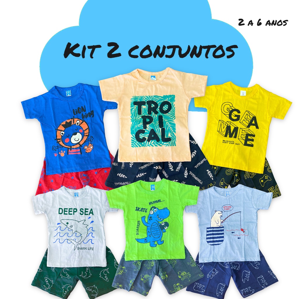 Conjunto para menino Kit de 4 peças de Roupa infantil 2 a 6 anos ...