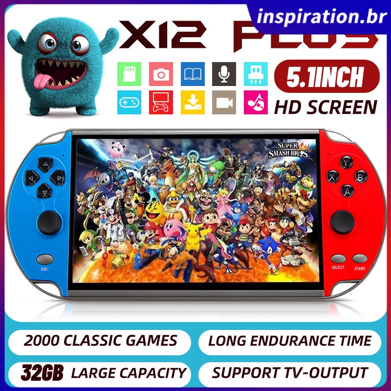 Novo X12PLUS Jogadores De Jogo De Mão Console De Vídeogame Multifuncional 32GB 2000 + Jogos Clássicos 2023 Presentes De Ano