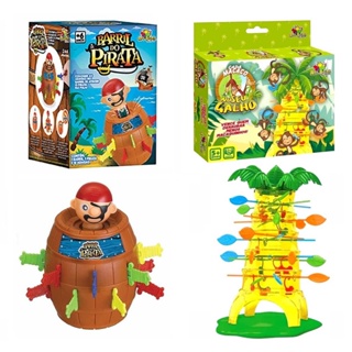 Jogos tabuleiro infantil Barril Pula Pirata ZFT134 Kit Jogo