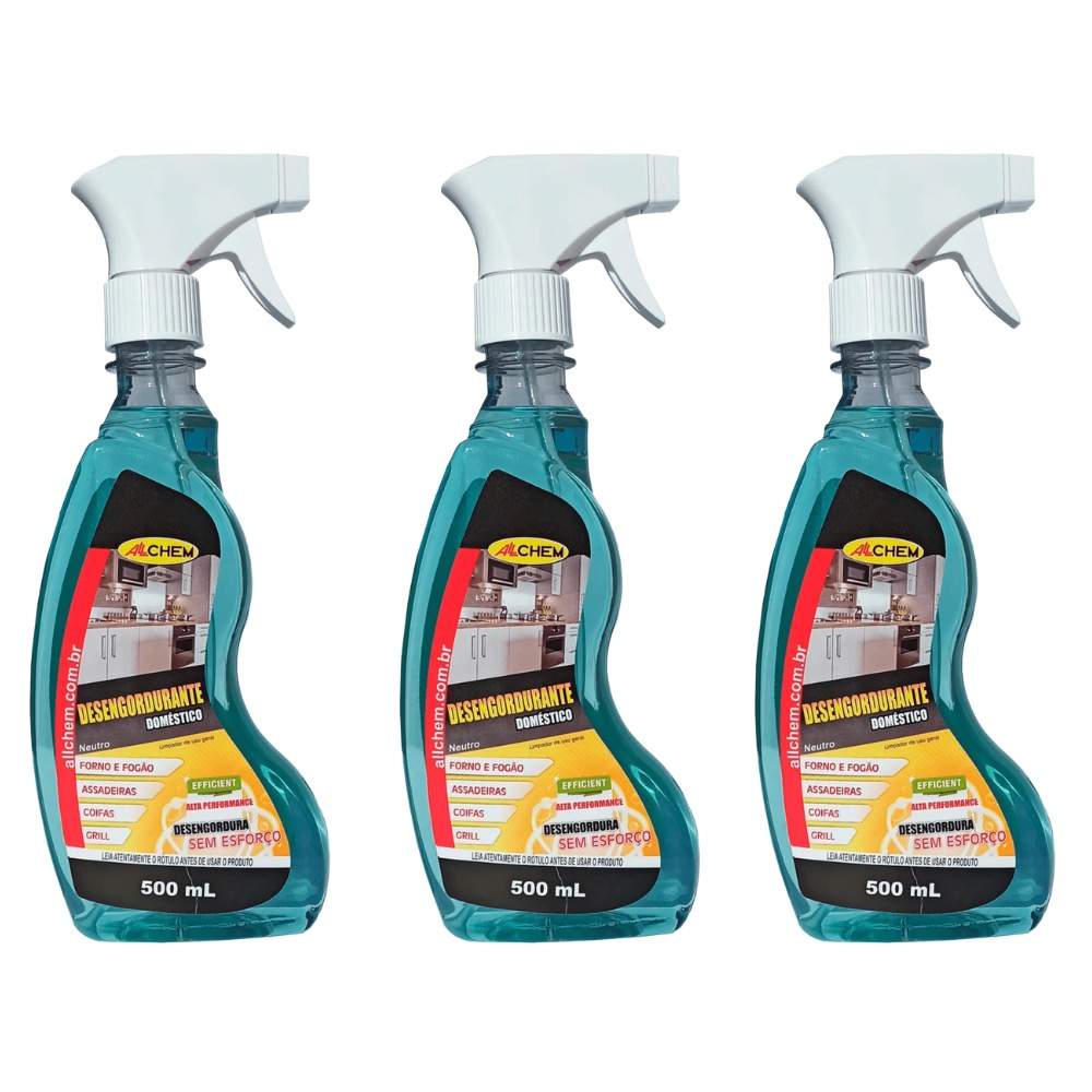 KIT 3 DESENGORDURANTE LIMPEZA PESADA MULTIUSO SPRAY ALLCHEM 500ML ...
