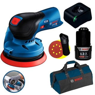 Lixadeira Roto Orbital 5 POL à Bateria 12v BRUSHLESS GEX 12V-125 Bateria 2,0Ah, Carregador Bivolt e