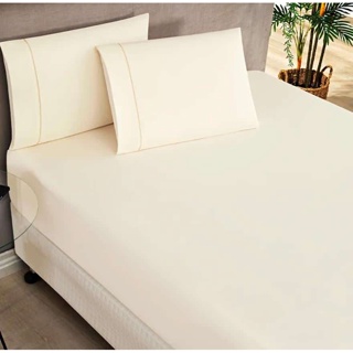 Jogo de Lencol cama queen Ponto Palito 3 pecas 100 % algodao Palha