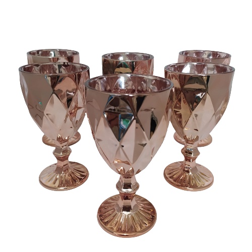 Jogo 6 Taças De Vidro Diamond Rosé 325ml Lyor