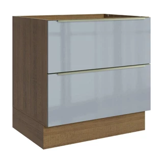 Balcão Madesa Lux 80 cm 2 Gavetas - Rustic/Cinza em Oferta na Shopee