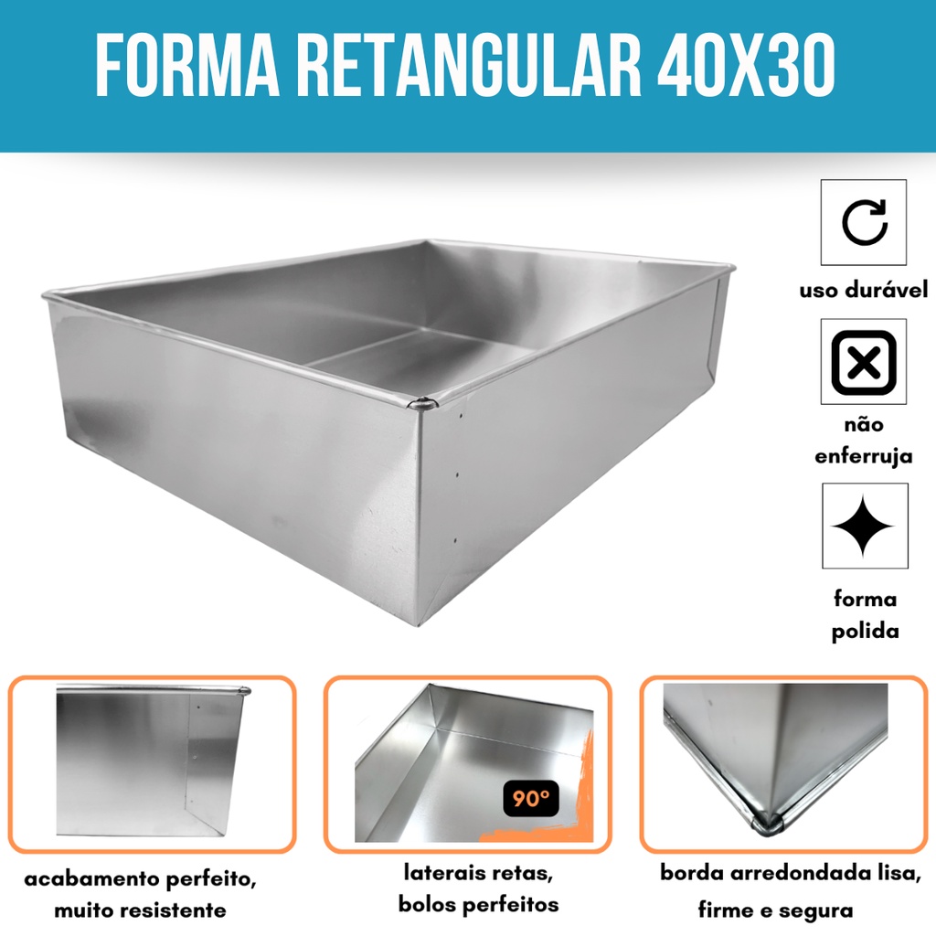 Forma De Bolo Alta Quadrada Alumínio Grande 30x30