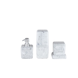 Kit Banho Coza Cube 4 peças Marmore Branco