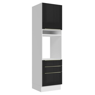 Torre Quente Madesa Lux 60 cm 1 Porta 3 Gavetas - Branco/Preto
