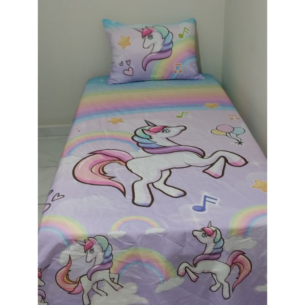 Lençol Cobre Leito Solteiro + Fronha Unicornio collor