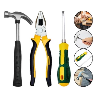 Kit Jogo Ferramentas 3 peças Martelo Alicate Chave Philipis LE-967 - It-Blue