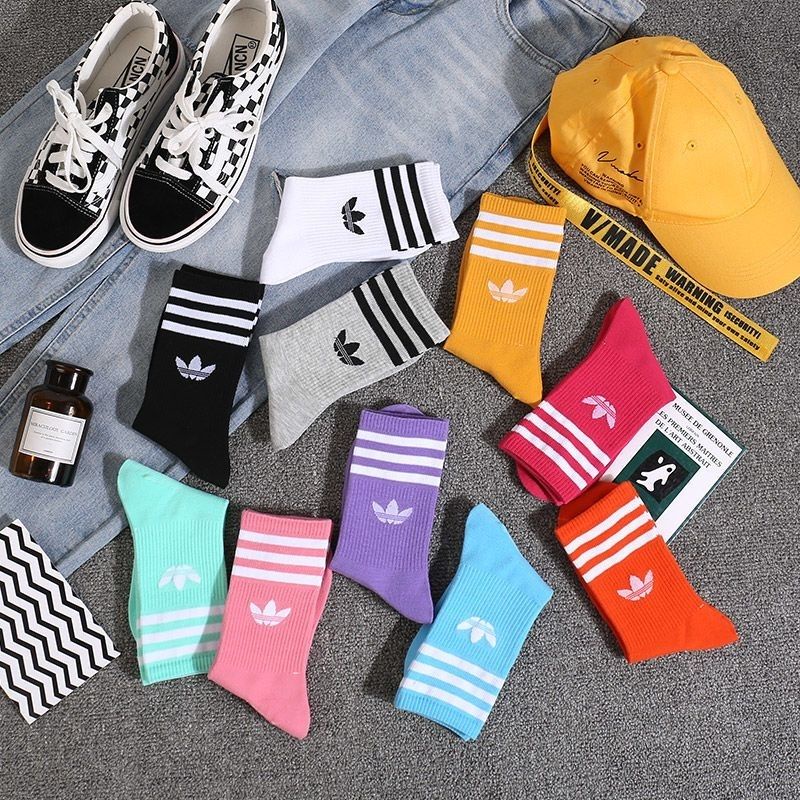 Meias Esportivas Coloridas De Algodão De Tubo Alto Casuais Preppy Style/De Basquetebol