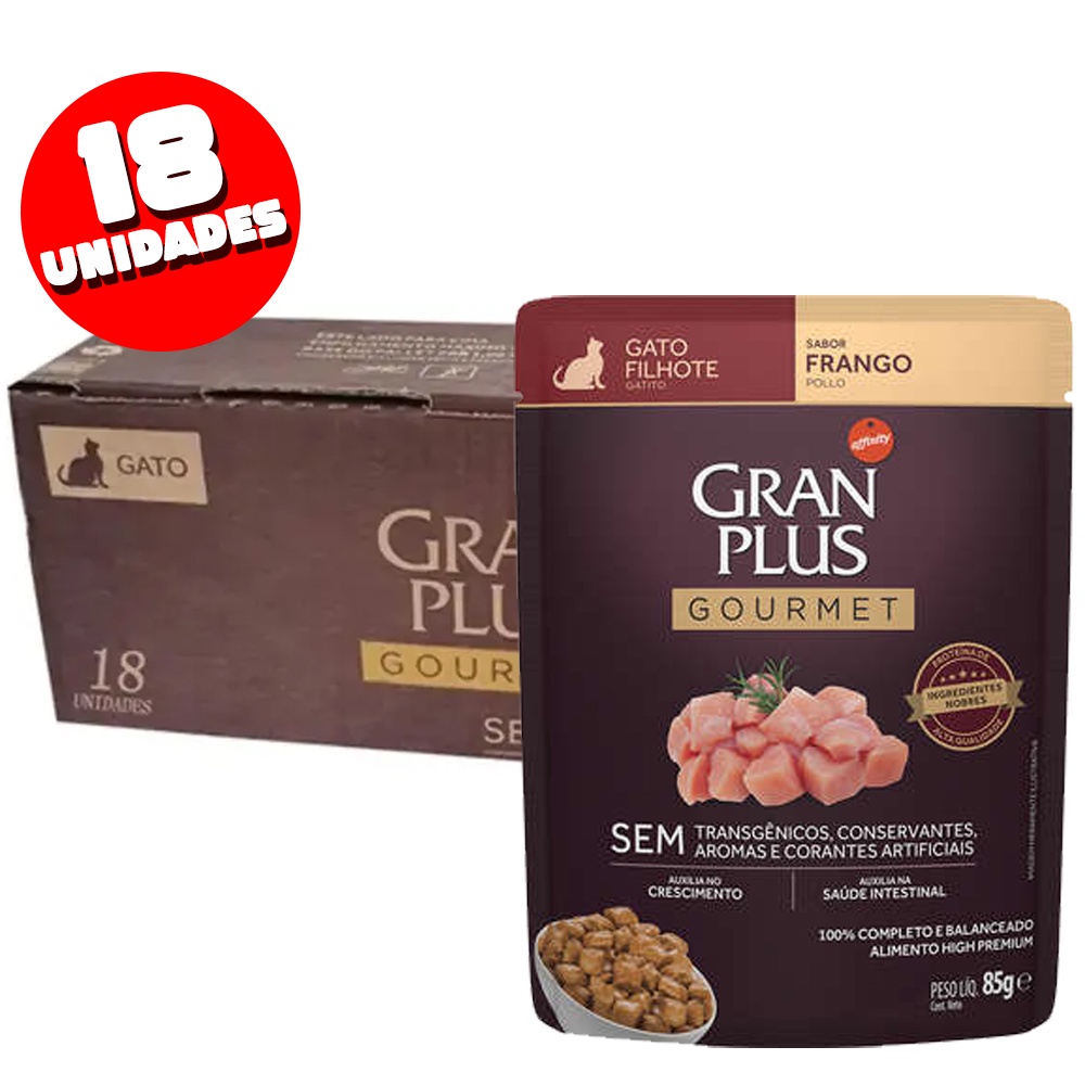 Petisco para Gatos Filhotes Gran Plus Caixa 18unid. Sabor Frango ...