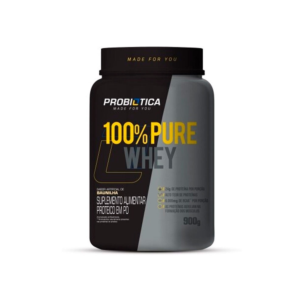 Whey Pure Probiotica Pote 900g Baunilha Supley