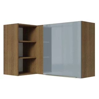 Armário Aéreo de Canto com Adega Acoplada Madesa Lux 1 Porta - Rustic/Cinza em Oferta na Shopee