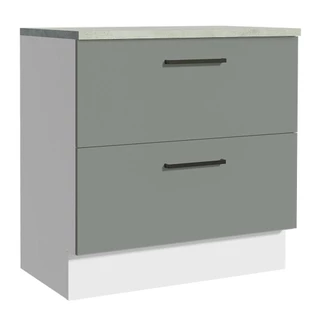 Balcão Armário de Cozinha 80 cm 2 Gavetas Branco/Cinza Agata Madesa em Oferta na Shopee