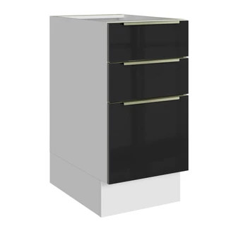 Balcão Madesa Lux 40 cm 3 Gavetas (Sem Tampo) - Branco/Preto em Oferta na Shopee