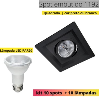 KIT 1192 10 spots embutir direcionável + 10 Lâmpadas par20