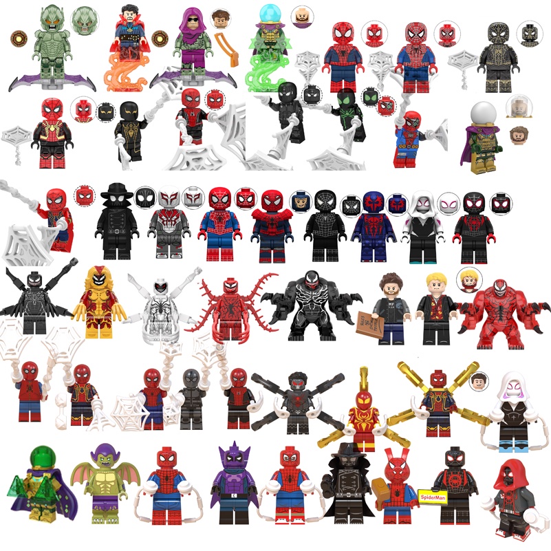 Minifiguras De Veneno Homem-Aranha Blocos De Construção De Brinquedos Figuras De Goblin Mysterio Verde