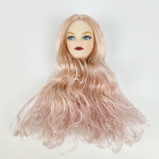 Cabeça de plástico para bonecas 11.5 , maquiagem com cachos, peruca,  cabelo ondulado, cabeça de boneca para boneca 1/6 bjd, casa, acessórios  diy