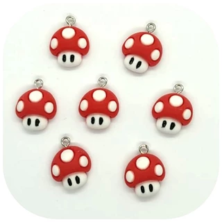 Pingente Cogumelo Mario 15x15mm 02/04 Und Resina Passante Bijuteria