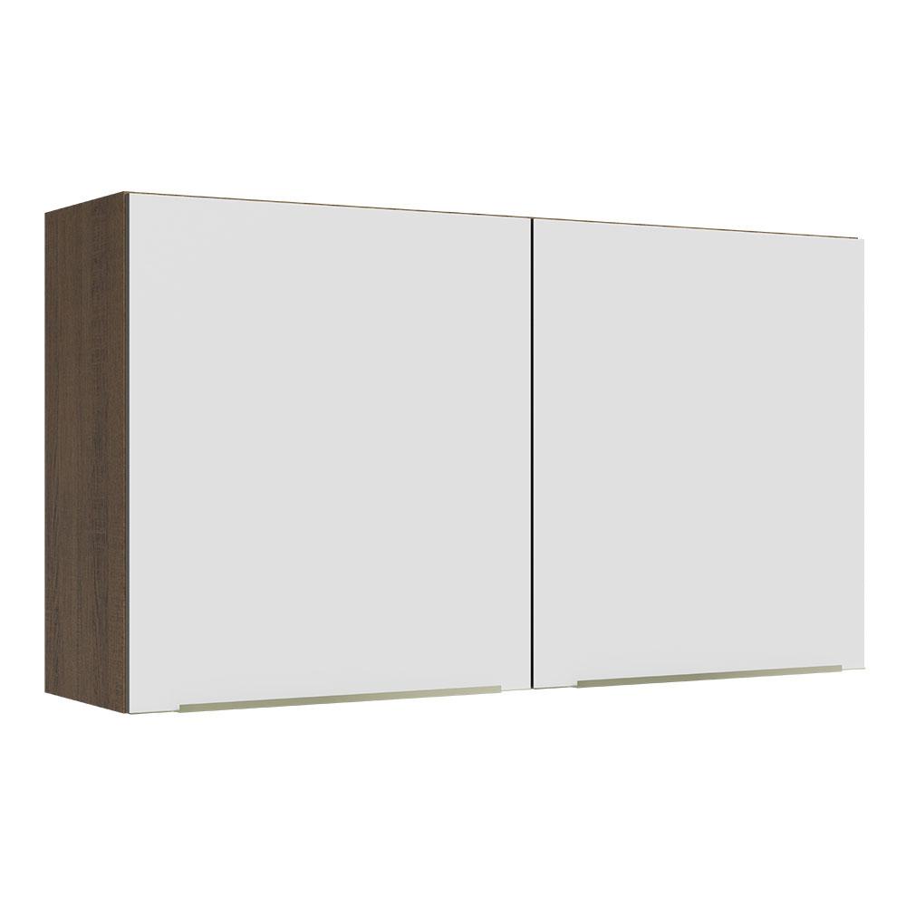 Armário Aéreo Madesa Lux 120 cm 2 Portas - Rustic/Branco Veludo