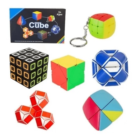 Cubo Mágico Kit Com 6 Cubos Variados Raciocínio Lógico