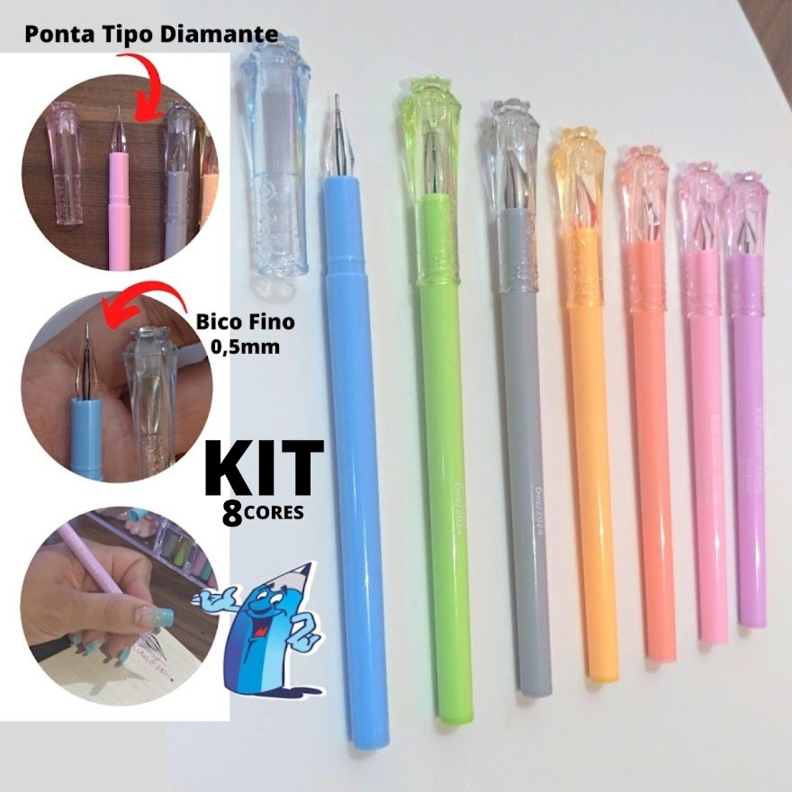 Kit Caneta Fineliner Mm Cores Ponta Fina Diamante Fofa Shopee Brasil