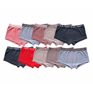 Kit 10 Calcinha Box Boxer Feminina Cotton Algodão Cores Lisas