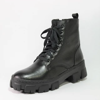 Bota Coturno Tratorda Plataforma Feminina Couro Cano Medio Confortavel