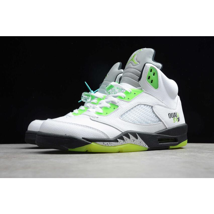 Air Jordan 5 Retro Q54 Branco Verde Preto Prata Metálica 467827-105