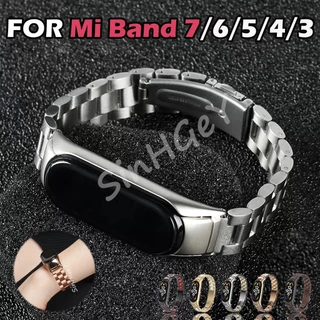 Para Xiaomi Mi band 7 Cinta 6/5/4/3 Pulseira De Substituição De Metal De Aço Inoxidável