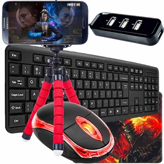 Kit Mobilador Gamer Completo Promocao Para Celular Com Teclado + Mouse Optico + Pad Tapete Estampado em Oferta na Shopee