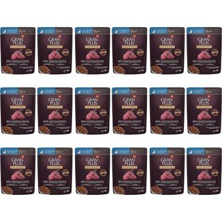 Caixa 18un Ração Úmida Sachê GranPlus Gourmet Gatos Castrados Ovelha 85g