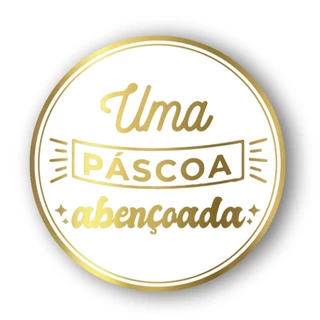 Adesivo "Uma Páscoa abençoada" - Ref.2143 - Hot Stamping - Dourado - 50 unidades - Stickr - Rizzo em Oferta na Shopee