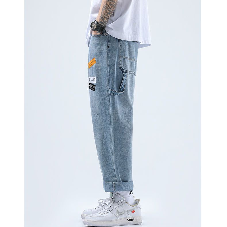 Nova tendência jeans com estampa retrô, calças Y2K soltas calças da moda  coreana calças femininas de alto streetwear Ins calças de perna larga homem  5EY7