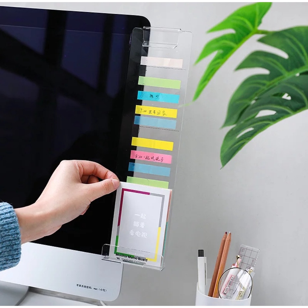 Suporte Agenda Acrílico QUADRO DE NOTAS Para Monitor Organizador de Tarefas Setup Home Office